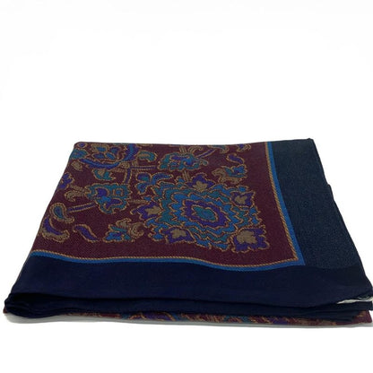 Yvessaint Laurent Stole (shawl) - Bordeaux X Blue X Multi Wool Silk