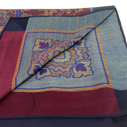 Yvessaint Laurent Stole (shawl) - Bordeaux X Blue X Multi Wool Silk
