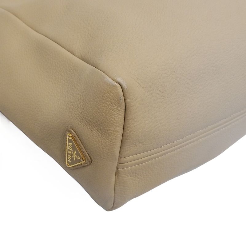 Prada Shoulder Bag - Beige Leather Tag Leather