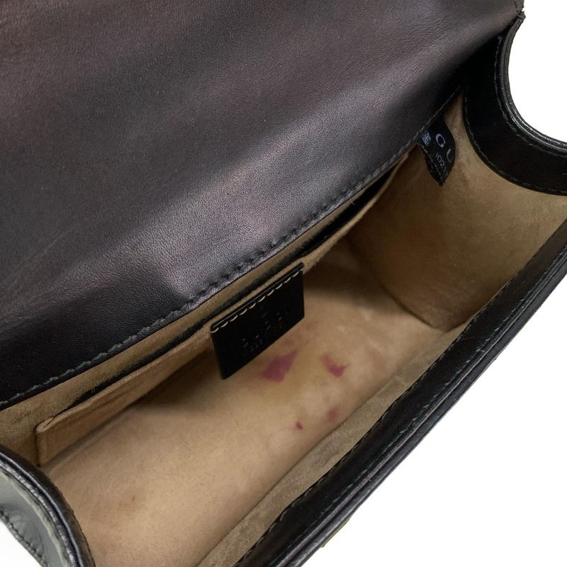 Gucci Shoulder Bag Sylvie Mini 431666 Dark Navy Green And Red Chain Shoulder