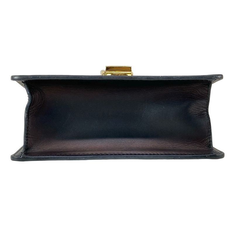 Gucci Shoulder Bag Sylvie Mini 431666 Dark Navy Green And Red Chain Shoulder