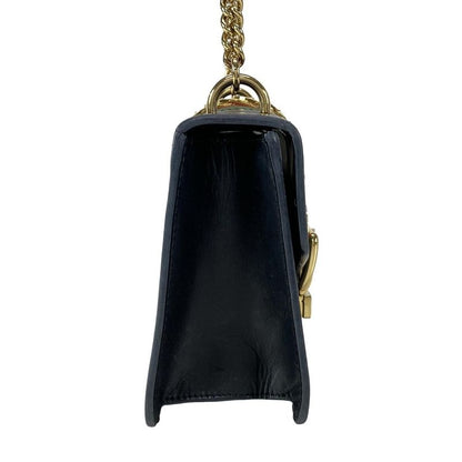 Gucci Shoulder Bag Sylvie Mini 431666 Dark Navy Green And Red Chain Shoulder