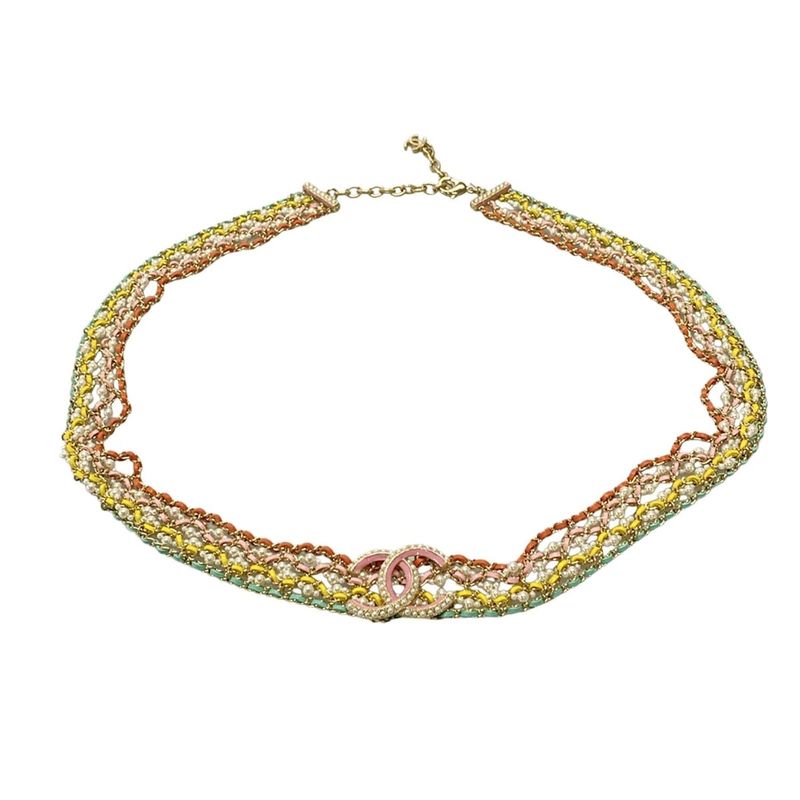 Chanel Belt - Ivory×gold×multi Chain Belt W/coco Mark Leather