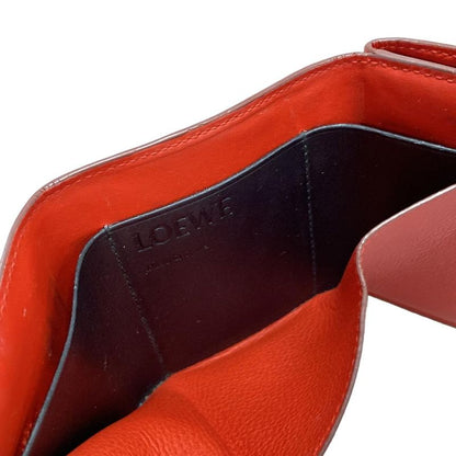 Loewe Trifold Wallet Linen/tri-fold Wallet Beige Leather