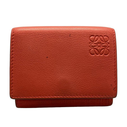 Loewe Trifold Wallet Linen/tri-fold Wallet Beige Leather