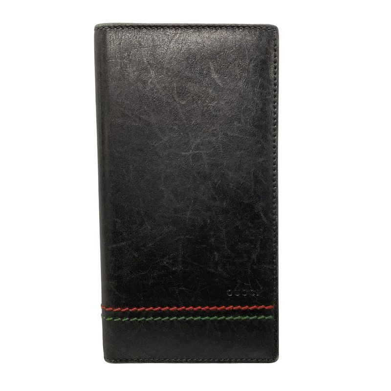 Gucci Wallet - 138054 Black And Green And Red Leather