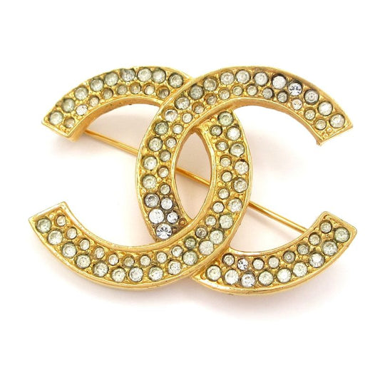 Chanel Brooch Gold And Clear Coco Mark
