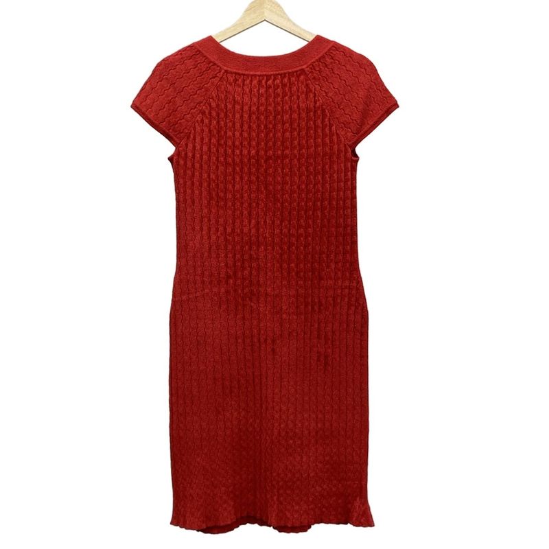 Chanel Dress Size 44 L Women - P38808 Red Crewneck / Short Sleeves / Knee