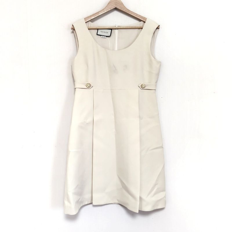 Gucci Dress Size 44 L Women - 631483 Ivory Sleeveless/long/interlocking G