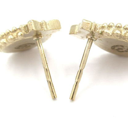 Chanel Earrings Gold And Black Coco Mark/ribbon