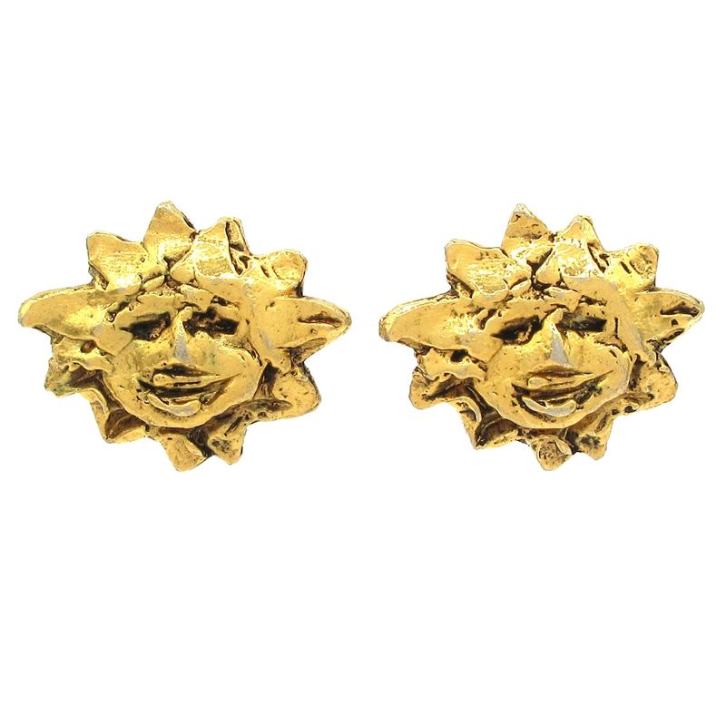 Hermes Earring Soleil Sun Gold Vintage/sun/face