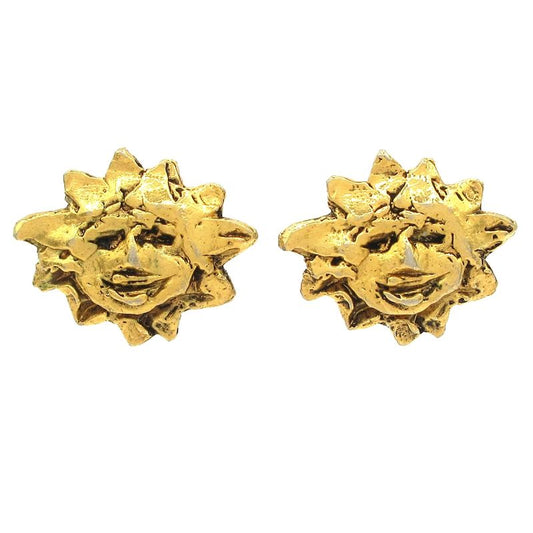 Hermes Earring Soleil Sun Gold Vintage/sun/face