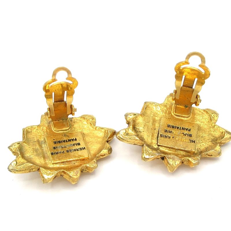 Hermes Earring Soleil Sun Gold Vintage/sun/face