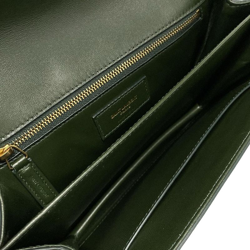 Saint Laurent Paris Shoulder Bag Mayon Satchel 649795 Dark Green Leather