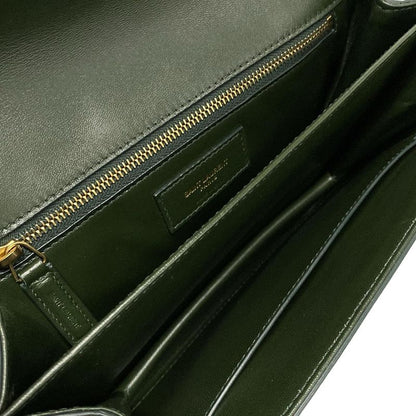 Saint Laurent Paris Shoulder Bag Mayon Satchel 649795 Dark Green Leather