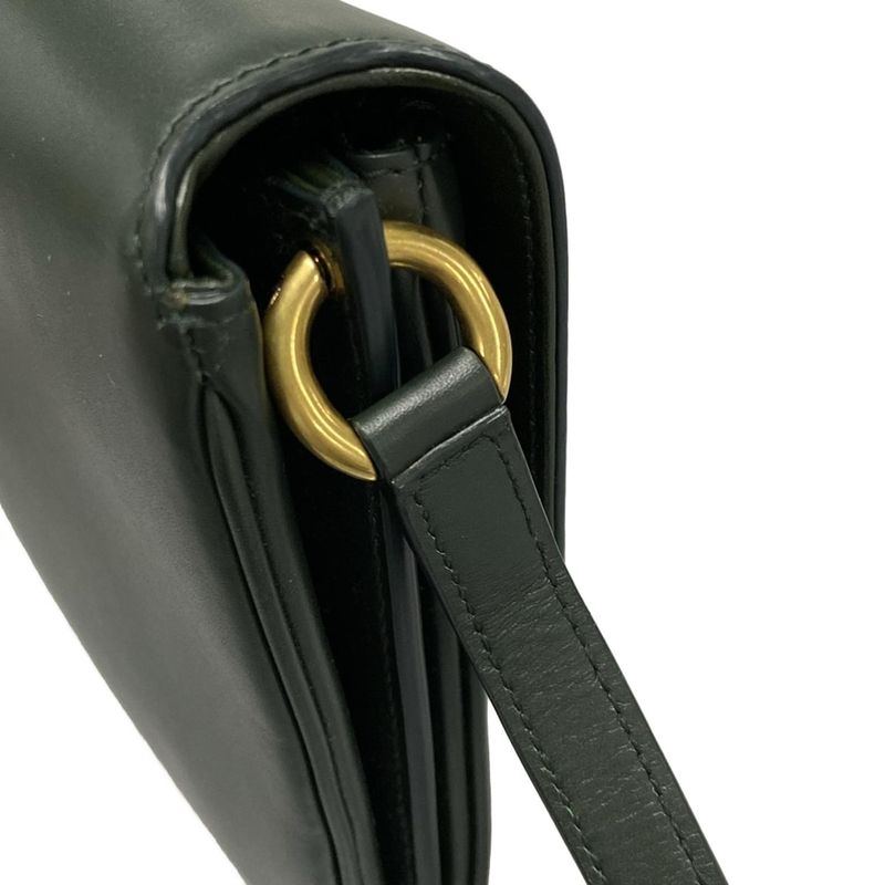 Saint Laurent Paris Shoulder Bag Mayon Satchel 649795 Dark Green Leather