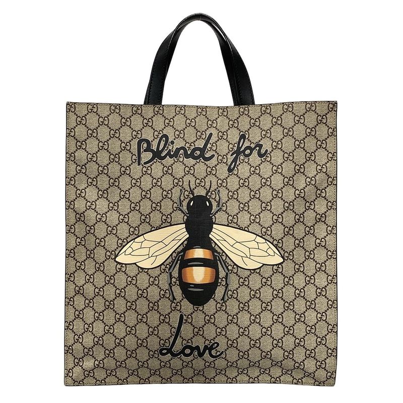 Gucci Bee Print Soft GG Supreme Tote Bag 450950 Beige X Dark Brown X Multi Bee