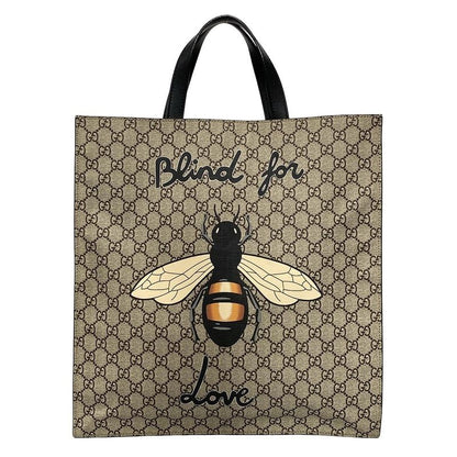 Gucci Bee Print Soft GG Supreme Tote Bag 450950 Beige X Dark Brown X Multi Bee
