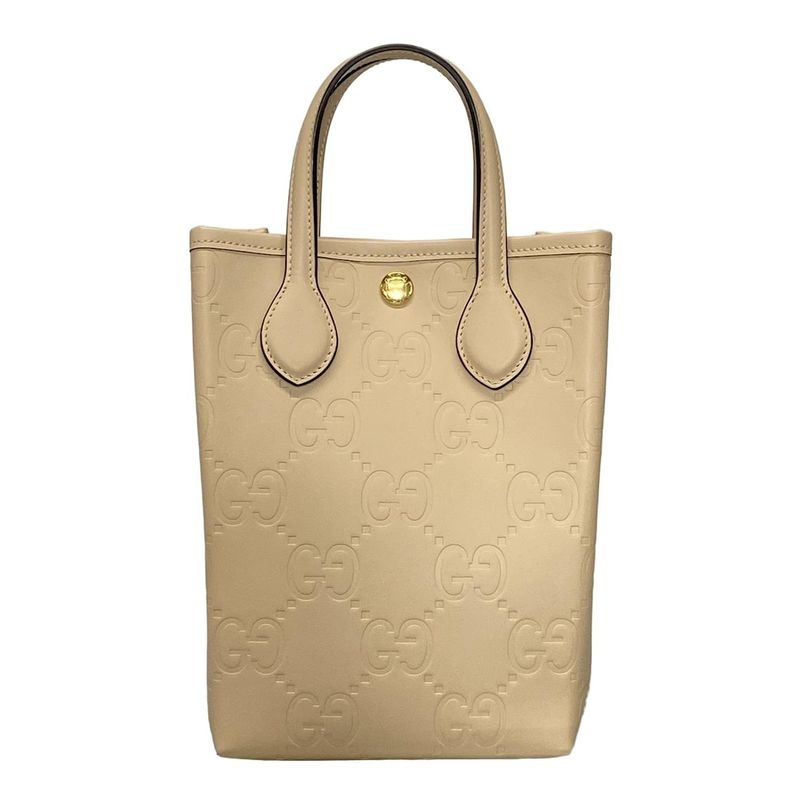 Gucci Tote Bag GG Super Mini Bag/shima Line 790133 Beige Leather