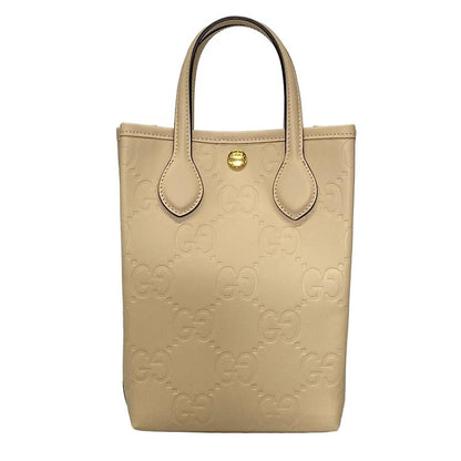 Gucci Tote Bag GG Super Mini Bag/shima Line 790133 Beige Leather