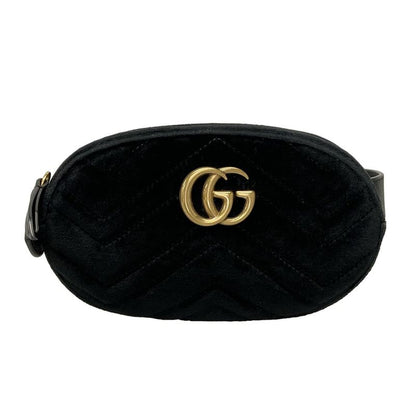 Gucci GG Marmont Waist Pouch 476434 Black Quilted Leather