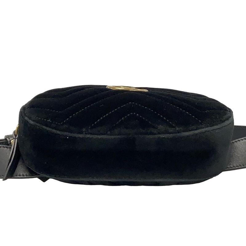 Gucci GG Marmont Waist Pouch 476434 Black Quilted Leather