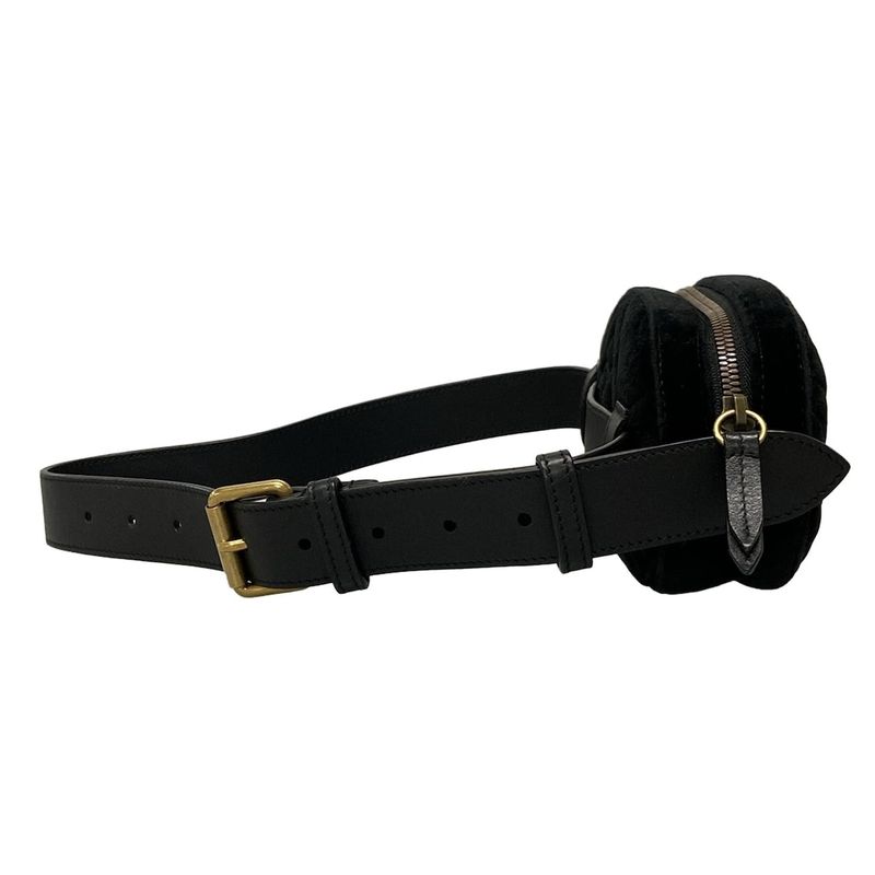 Gucci GG Marmont Waist Pouch 476434 Black Quilted Leather