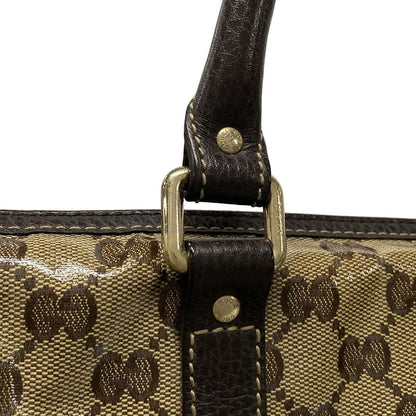 Gucci Handbag Crystal GG 265697 Beige And Dark Brown Leather