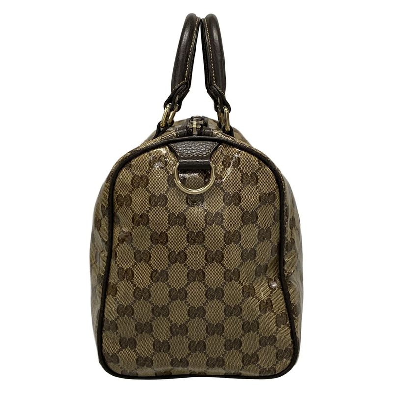 Gucci Handbag Crystal GG 265697 Beige And Dark Brown Leather