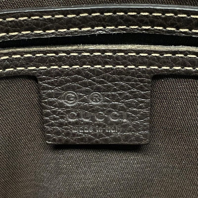 Gucci Handbag Crystal GG 265697 Beige And Dark Brown Leather