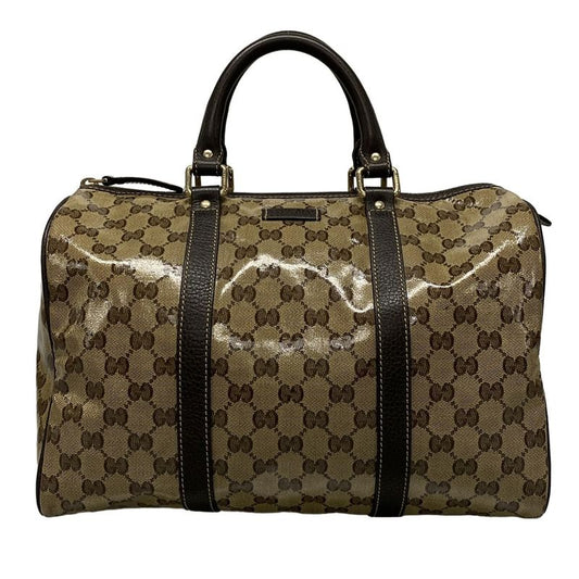 Gucci Handbag Crystal GG 265697 Beige And Dark Brown Leather