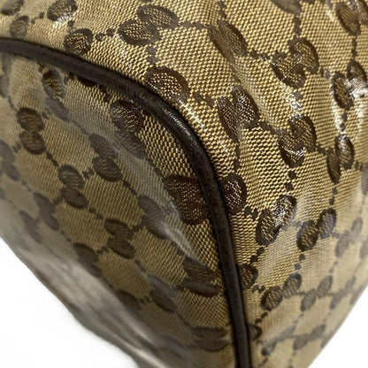 Gucci Handbag Crystal GG 265697 Beige And Dark Brown Leather