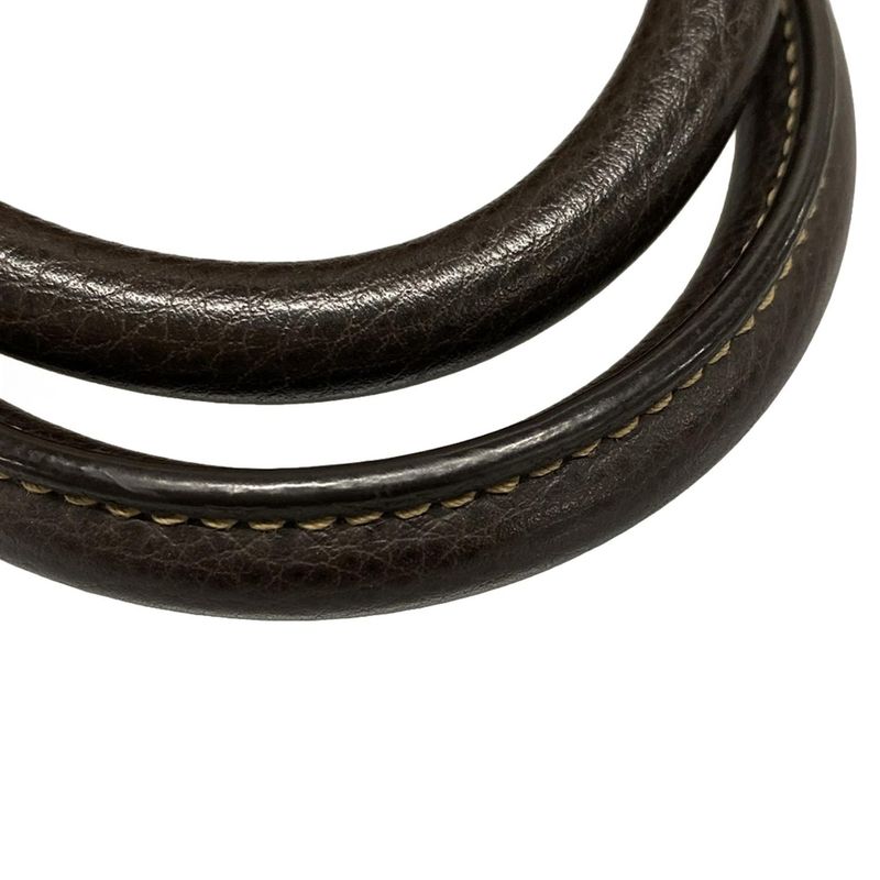 Gucci Handbag Crystal GG 265697 Beige And Dark Brown Leather