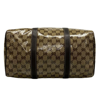Gucci Handbag Crystal GG 265697 Beige And Dark Brown Leather
