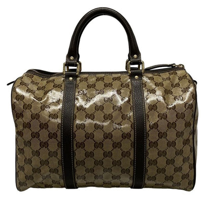 Gucci Handbag Crystal GG 265697 Beige And Dark Brown Leather