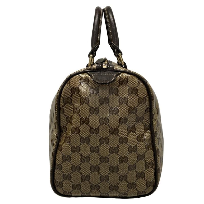Gucci Handbag Crystal GG 265697 Beige And Dark Brown Leather