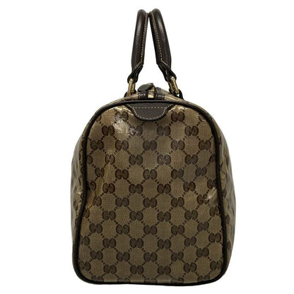 Gucci Handbag Crystal GG 265697 Beige And Dark Brown Leather