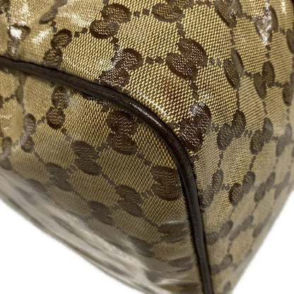 Gucci Handbag Crystal GG 265697 Beige And Dark Brown Leather