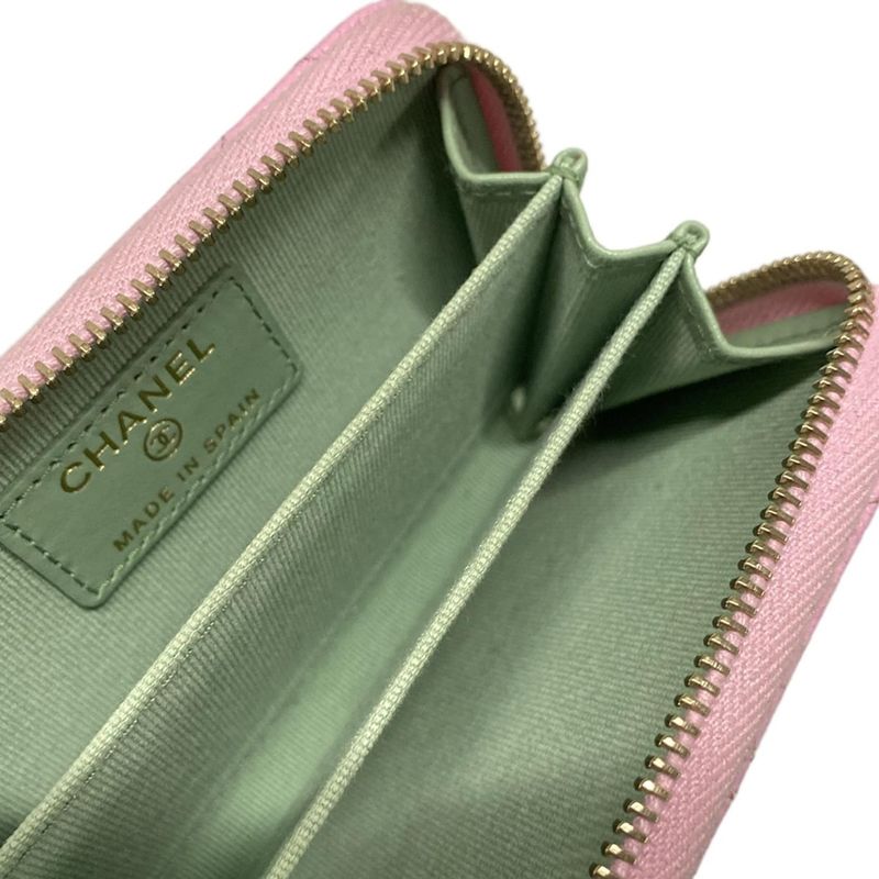 Chanel Coin Case Matelasse Ap3186 Light Pink Round Zipper/coco Mark/gold