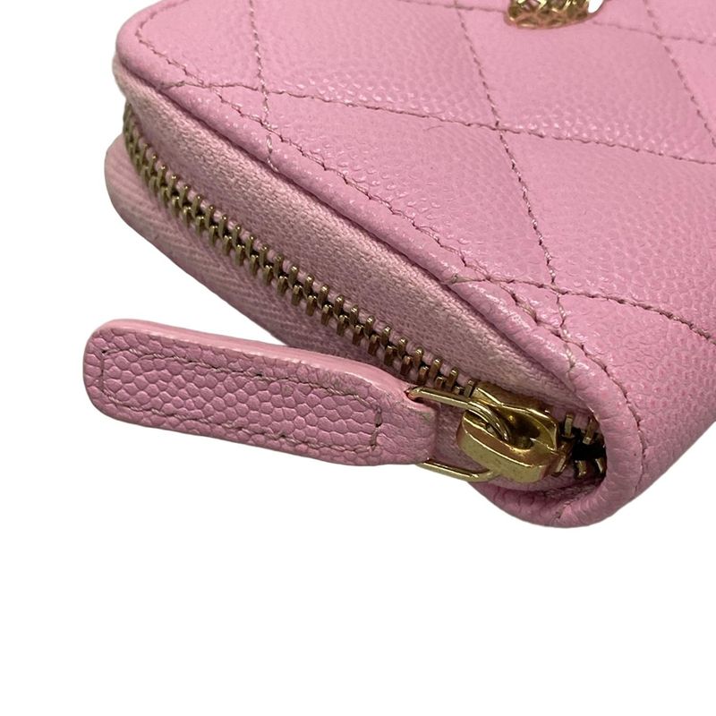 Chanel Coin Case Matelasse Ap3186 Light Pink Round Zipper/coco Mark/gold