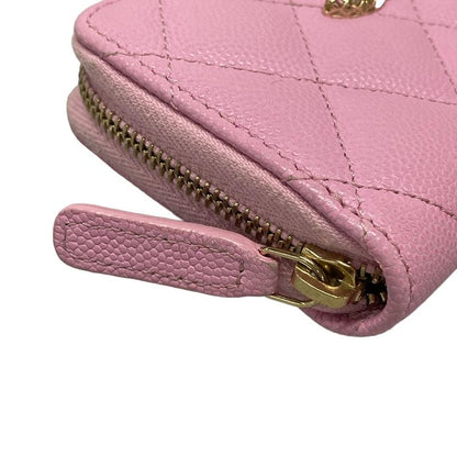Chanel Coin Case Matelasse Ap3186 Light Pink Round Zipper/coco Mark/gold
