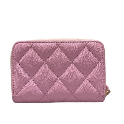 Chanel Coin Case Matelasse Ap3186 Light Pink Round Zipper/coco Mark/gold