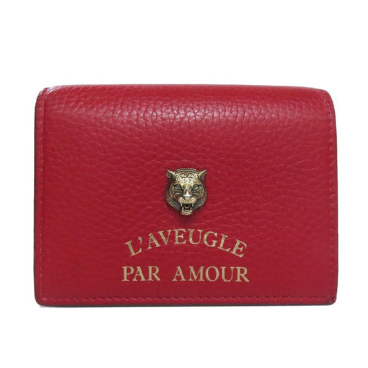 Gucci 453169 Animalier Folding Wallet With Coin Purse Calf Women