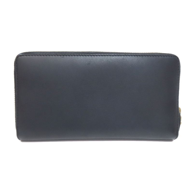 Gucci 453158 Nimufair Round Zipper Bamboo Long Wallet With Coin Purse Calf Women