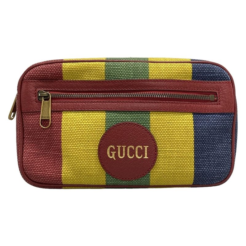 Gucci Waist Pouch Baiadella 625895 Red X Yellow X Multi Stripe Leather