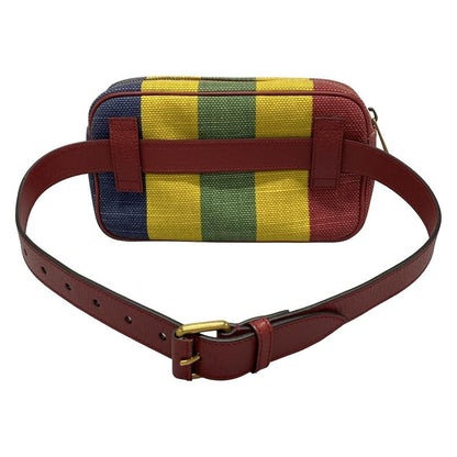 Gucci Waist Pouch Baiadella 625895 Red X Yellow X Multi Stripe Leather
