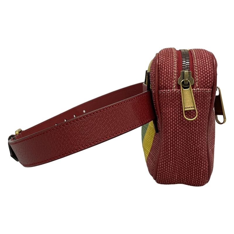 Gucci Waist Pouch Baiadella 625895 Red X Yellow X Multi Stripe Leather
