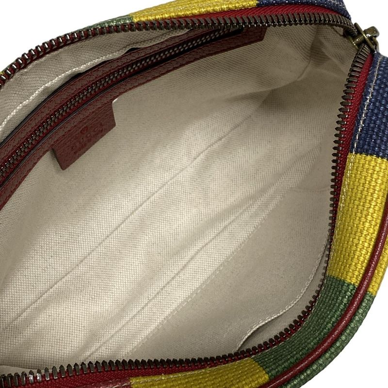 Gucci Waist Pouch Baiadella 625895 Red X Yellow X Multi Stripe Leather