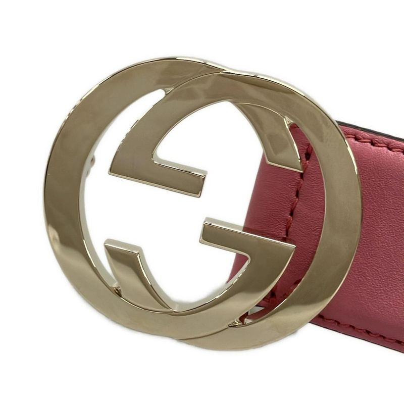 Gucci Belt 8032 546386 Pink And Gold Leather