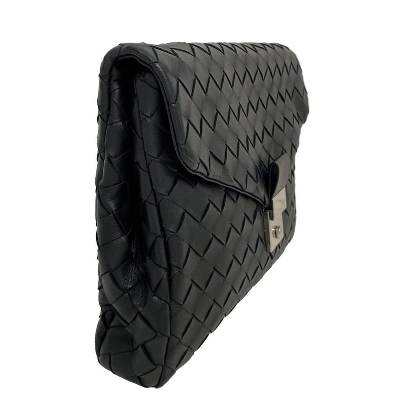 Bottega Veneta Maxi Intrecciato Black Leather Second Bag